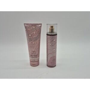 Pink Suede Bath & Body Works Set Body Cream & Fine Fragrance Mist 8 Oz. Each